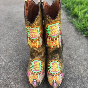 Tanner Mark neon dream catcher boots